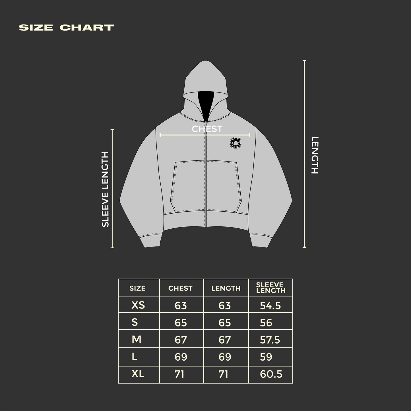 WARM GREY LOGO ZIP-UP HOODIE