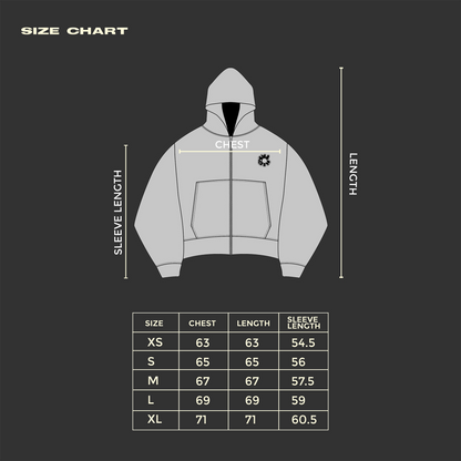 WARM GREY LOGO ZIP-UP HOODIE